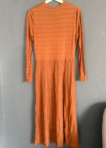 Düğmeli V Yaka Uzun Kollu Bohem Elbise - Görsel 3