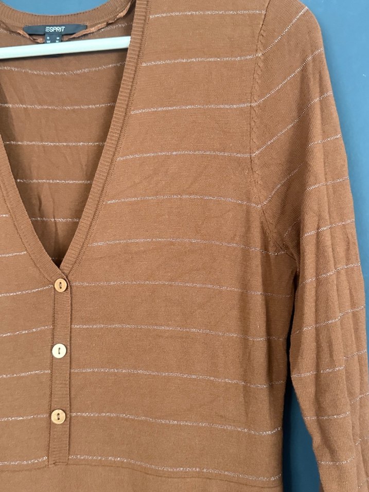 Düğmeli V Yaka Uzun Kollu Bohem Elbise - Görsel 5