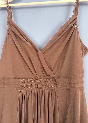 Bej Drapeli Uzun Bohem Elbise - Görsel 2