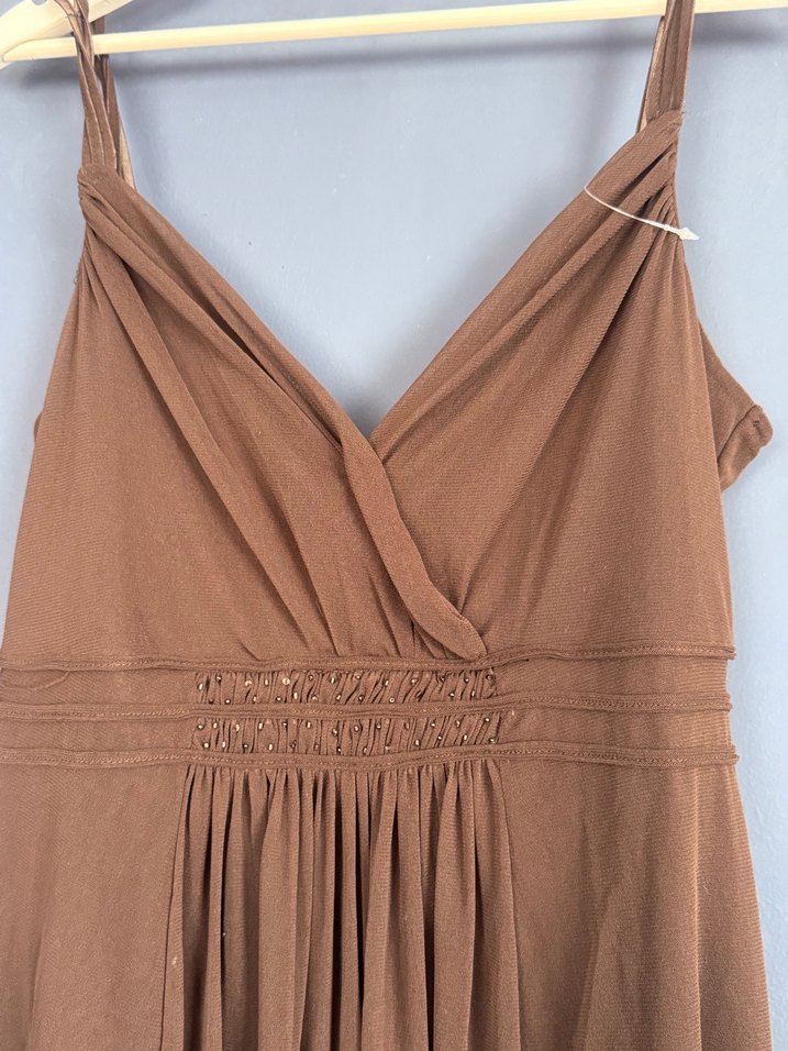 Bej Drapeli Uzun Bohem Elbise - Görsel 2