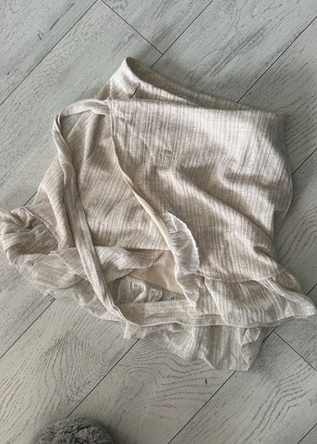 Bej Keten Hamile Midi Etek - Görsel 3