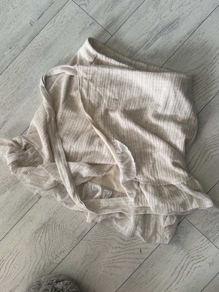 Bej Keten Hamile Midi Etek - Görsel 3