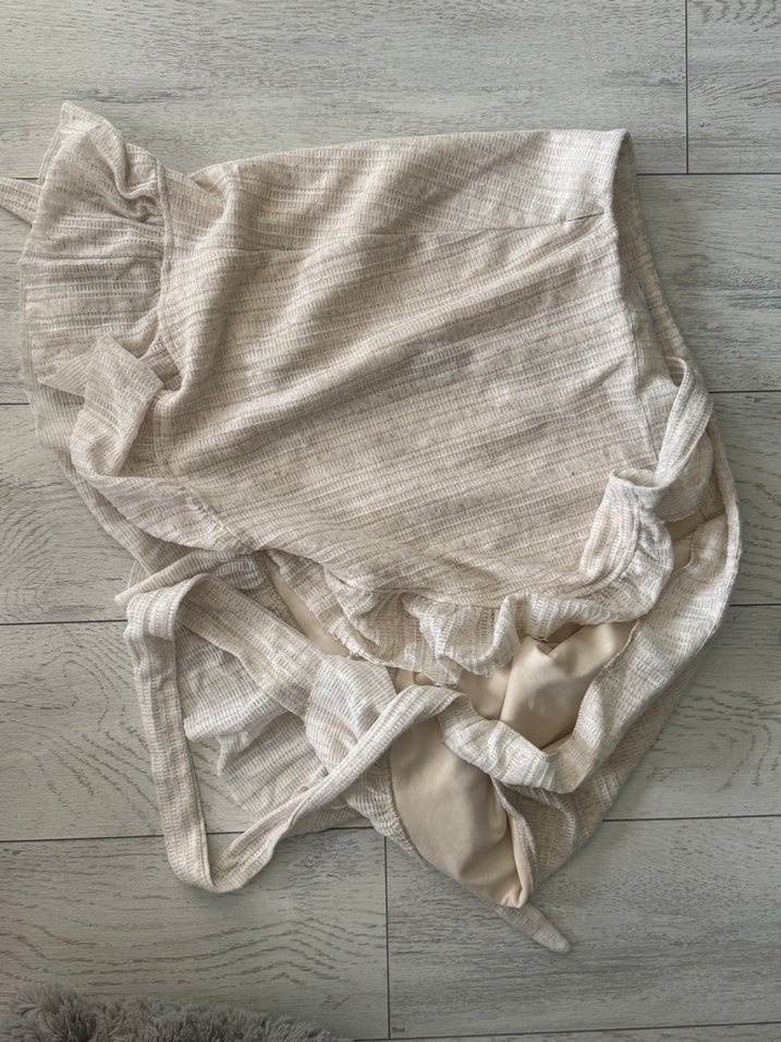 Bej Keten Hamile Midi Etek - Görsel 2