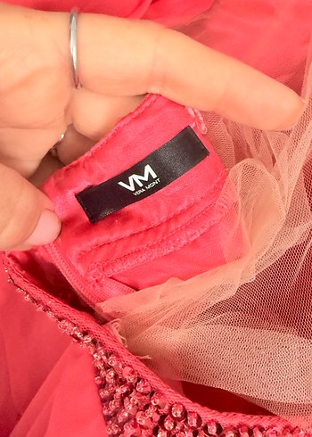 Pembe Pilili Askılı Midi Abiye Elbise - Görsel 6