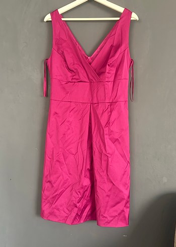 Pembe Drapeli Midi V Yaka Abiye Elbise - Görsel 4