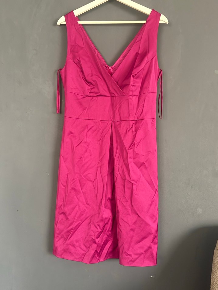 Pembe Drapeli Midi V Yaka Abiye Elbise - Görsel 4