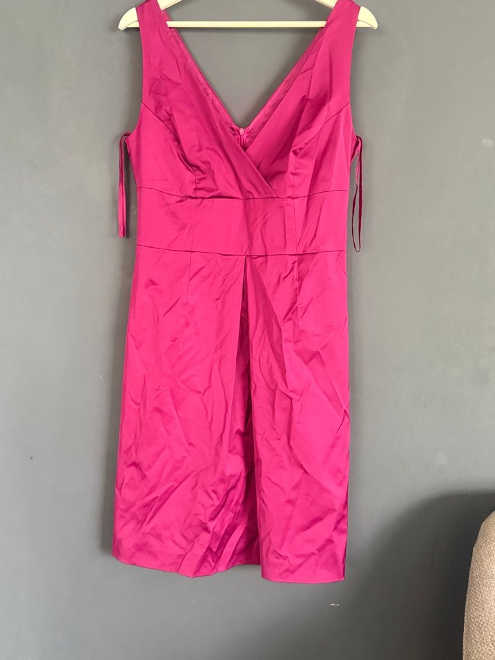 Pembe Drapeli Midi V Yaka Abiye Elbise - Görsel 3