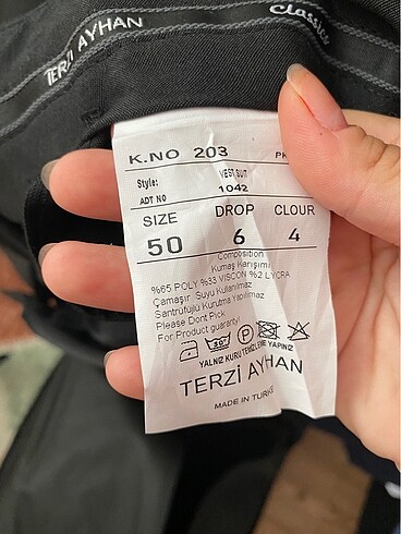 50-6 drop Beden siyah Renk Terzi Ayhan damatlık takımı