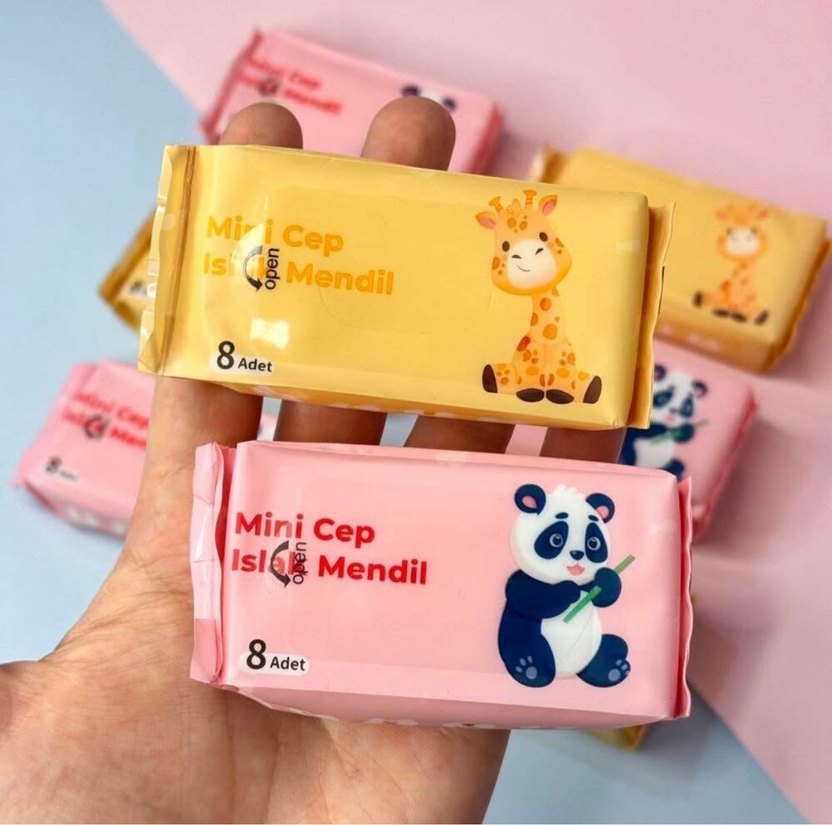 Pembe Mini Cep Islak Mendil 8'li - Görsel 4