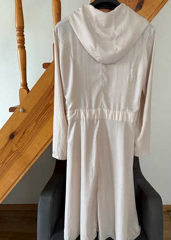 Bej Uzun Kollu Bol Kesim Kadın Elbisesi - Görsel 6