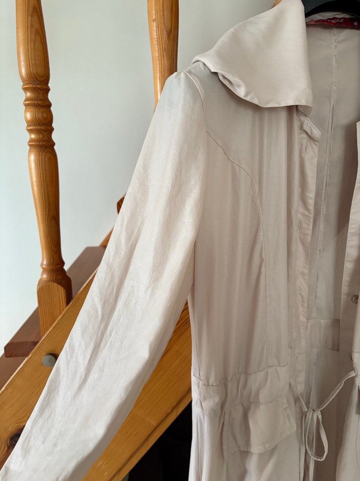 Bej Uzun Kollu Bol Kesim Kadın Elbisesi - Görsel 5