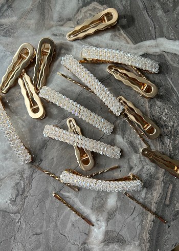 Altın Renkli Parlak Saç Tokaları Seti - Görsel 9