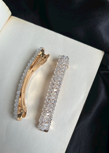 Altın Renkli Parlak Saç Tokaları Seti - Görsel 2