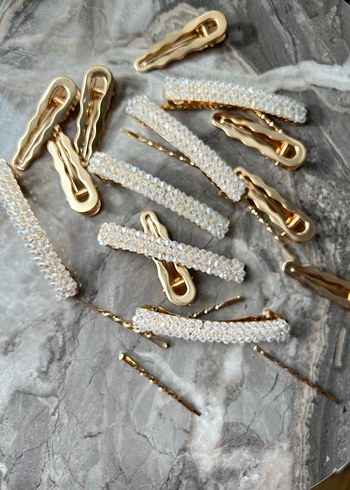 Altın Renkli Parlak Saç Tokaları Seti - Görsel 8