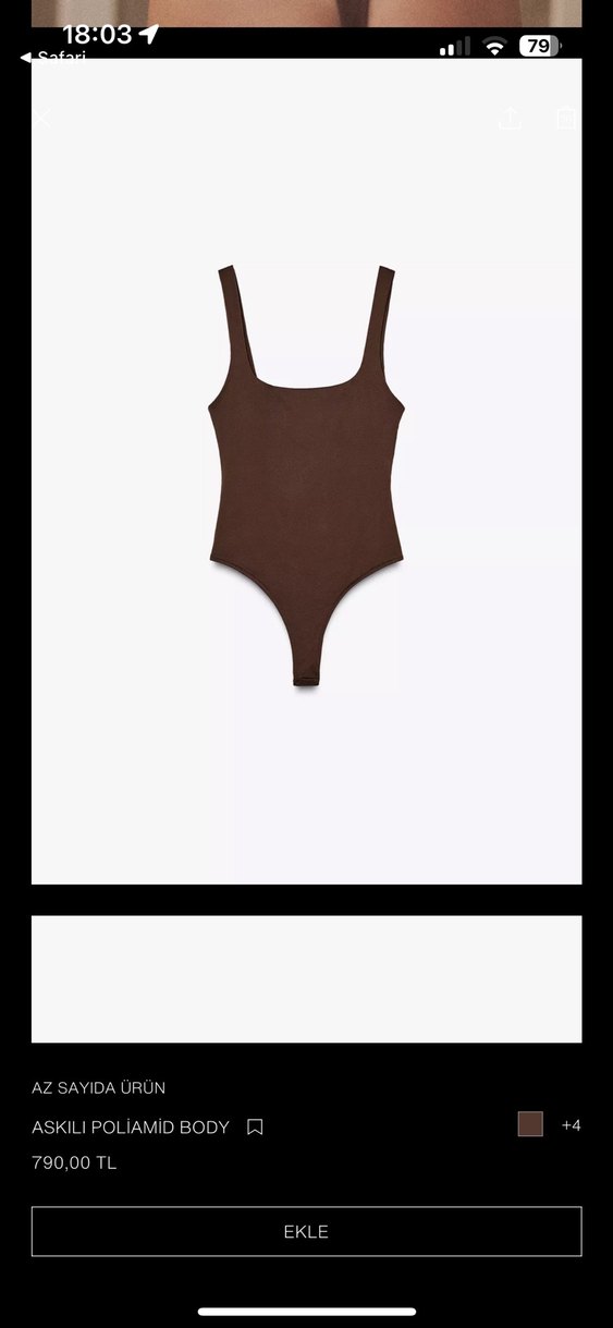 Kahverengi Sade Kadın Mayo - Görsel 3