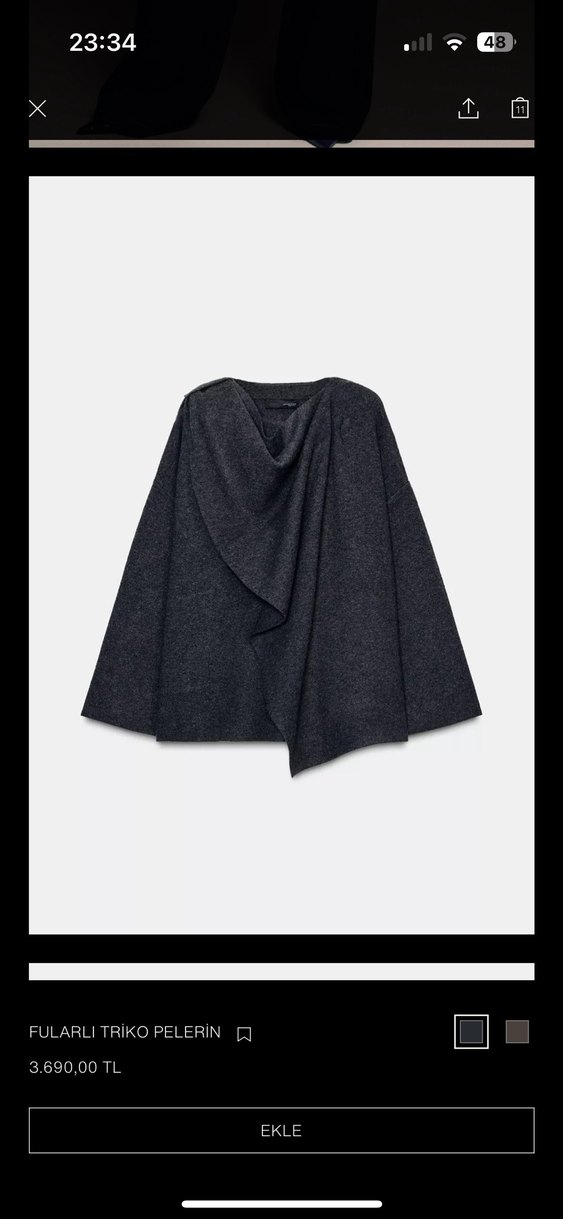 Fularlı triko pelerin - Görsel 3