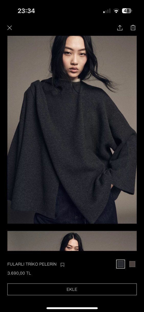 Fularlı triko pelerin - Görsel 2