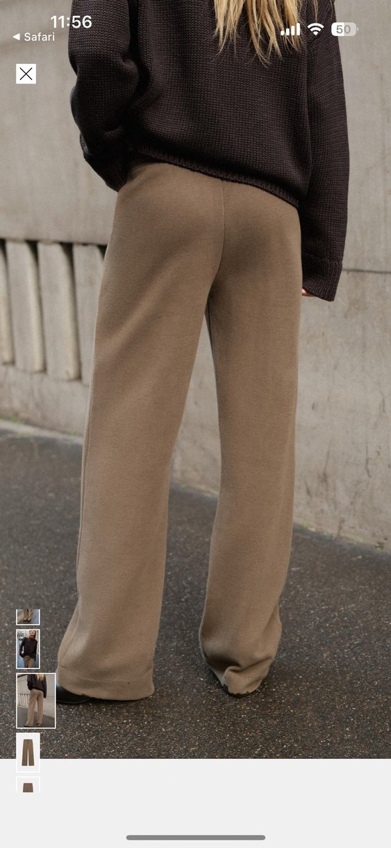 Bej Kadın Rahat Kesim Kumaş Pantolon - Görsel 3