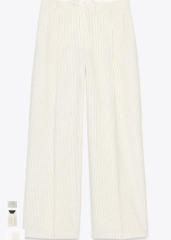 Cizgili cift bel wide leg Pantolon - Görsel 2