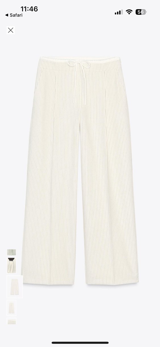 Cizgili cift bel wide leg Pantolon - Görsel 2