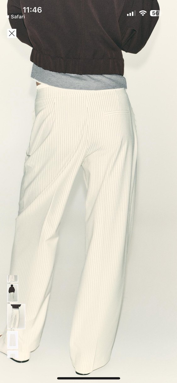 Cizgili cift bel wide leg Pantolon - Görsel 3