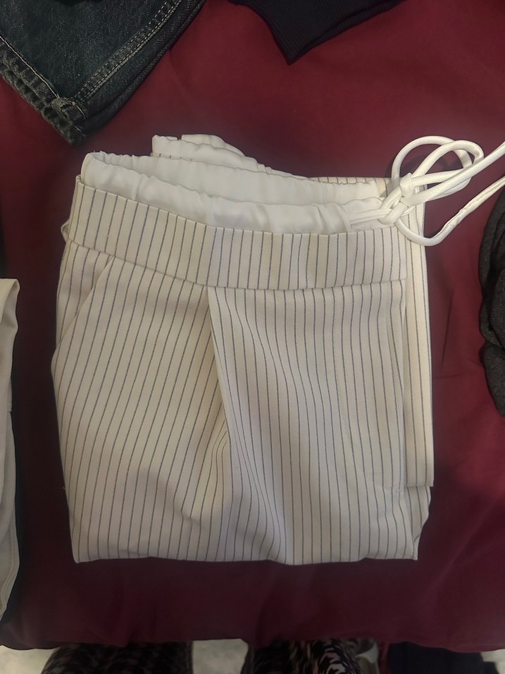 Cizgili cift bel wide leg Pantolon - Görsel 4