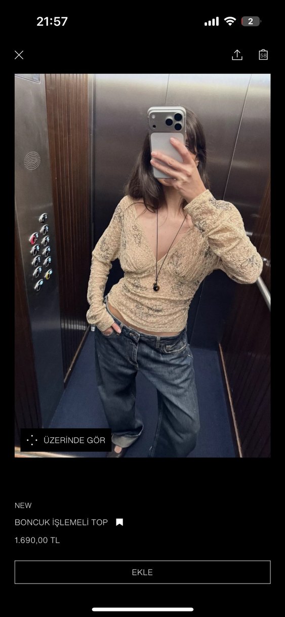 Boncuk islemeli bluz - Görsel 3