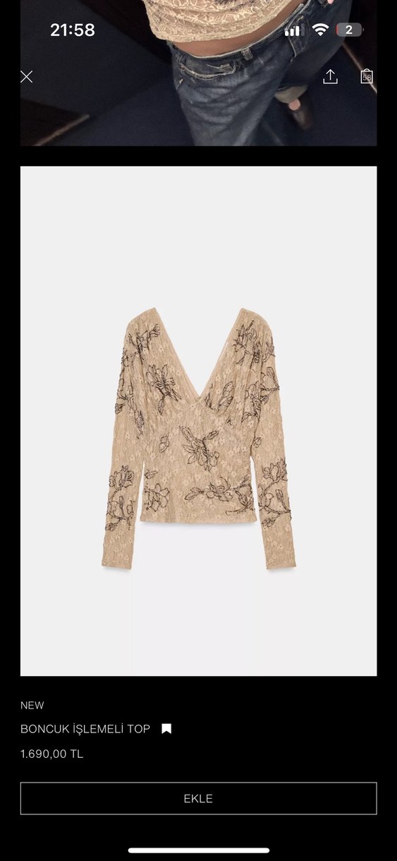 Boncuk islemeli bluz - Görsel 2