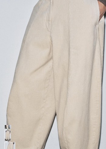 Kadife ekru Kadın Pantolon - Görsel 5