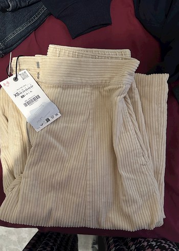 Kadife ekru Kadın Pantolon - Görsel 3