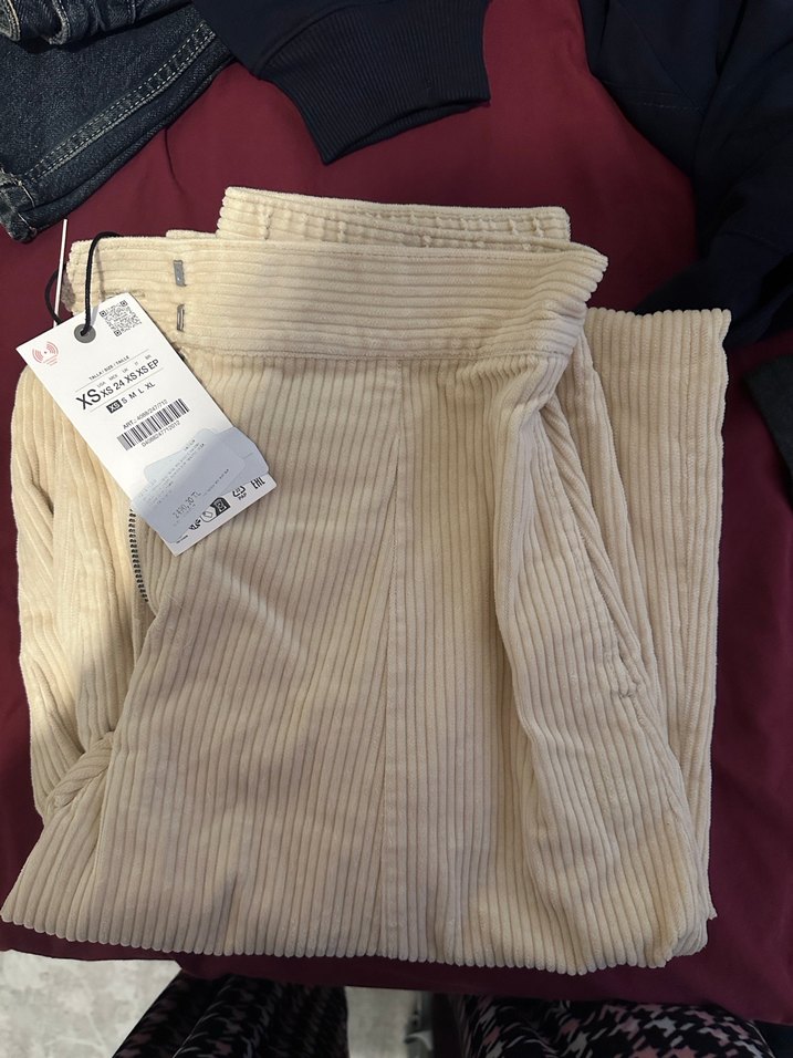 Kadife ekru Kadın Pantolon - Görsel 3