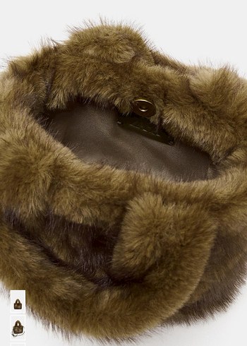 Kahverengi Kürklü Nakışlı Kadın Çanta - Görsel 5