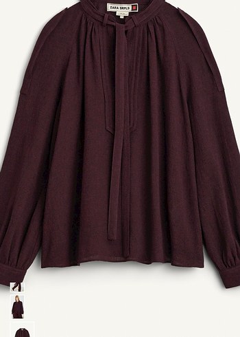 Bordo Kemerli Uzun Kollu Bluz - Görsel 2