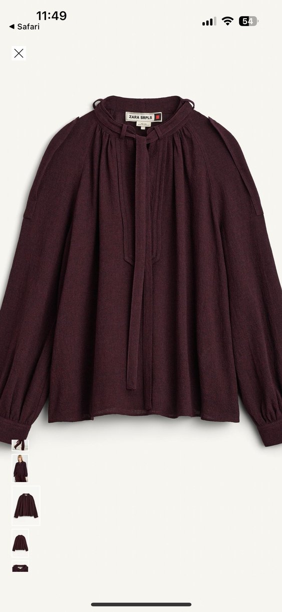 Bordo Kemerli Uzun Kollu Bluz - Görsel 2