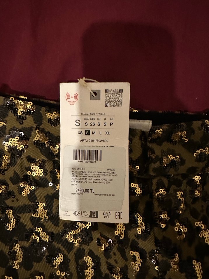 Payetli Leopar Desenli Kadın jean - Görsel 5