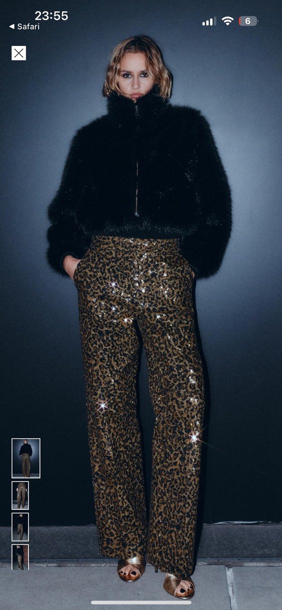 Payetli Leopar Desenli Kadın jean - Görsel 3