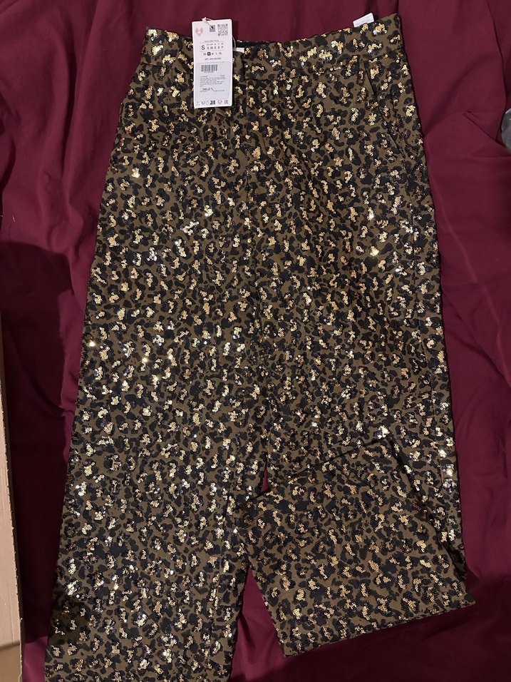 Payetli Leopar Desenli Kadın jean - Görsel 4