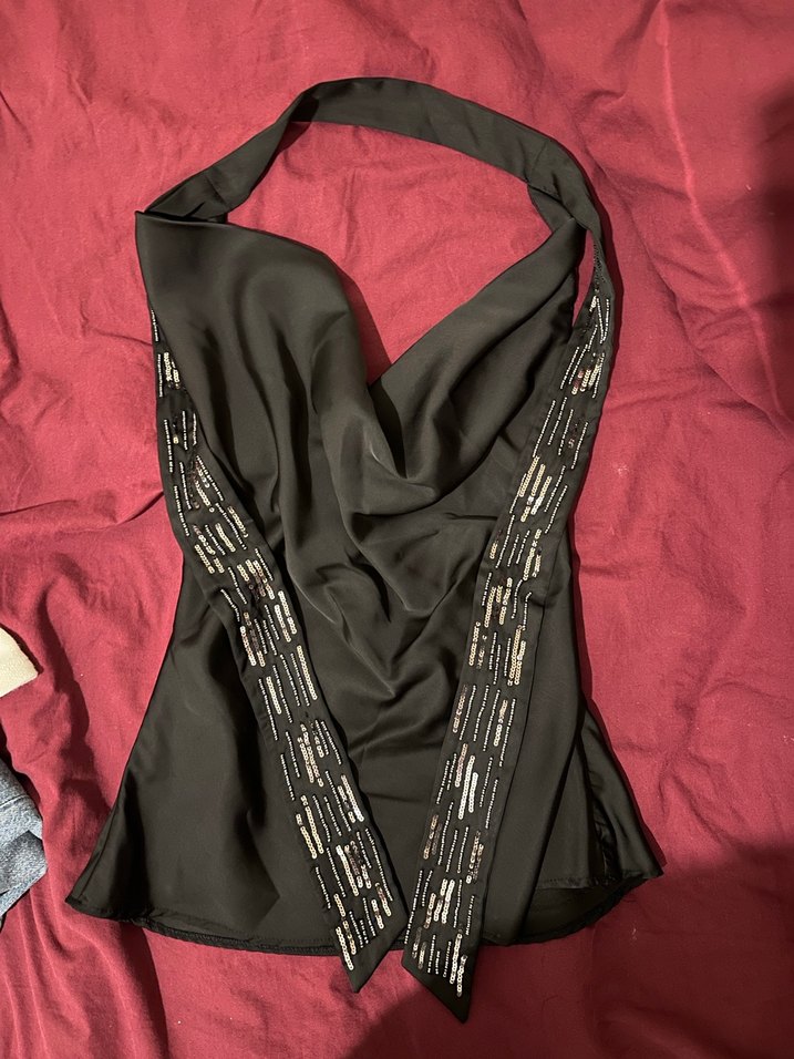 Saten fularli top - Görsel 3