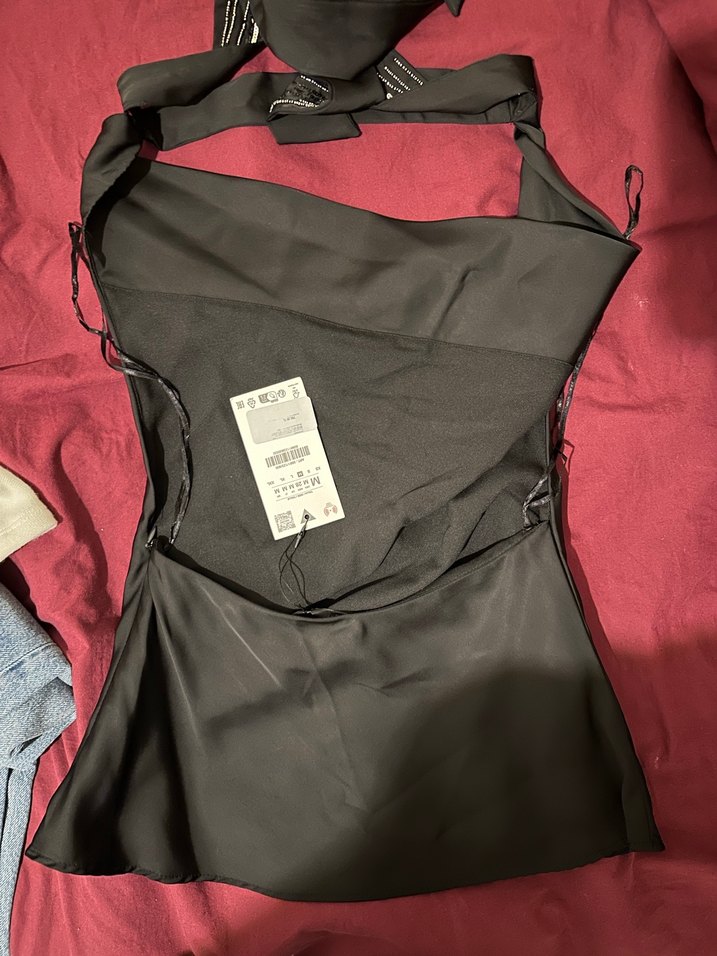 Saten fularli top - Görsel 5