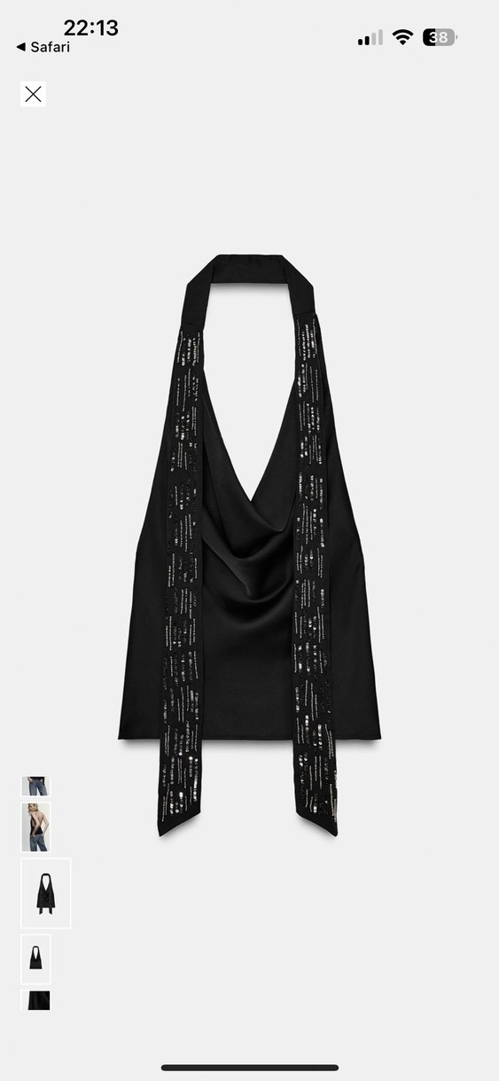 Saten fularli top - Görsel 2