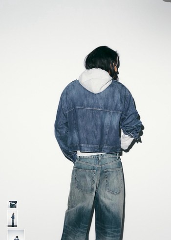 Kadın Lacivert Düğmeli Denim Ceket - Görsel 4