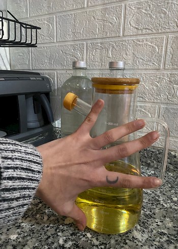 Cam Yağlık Sürahi Sarı Kapaklı - Görsel 2