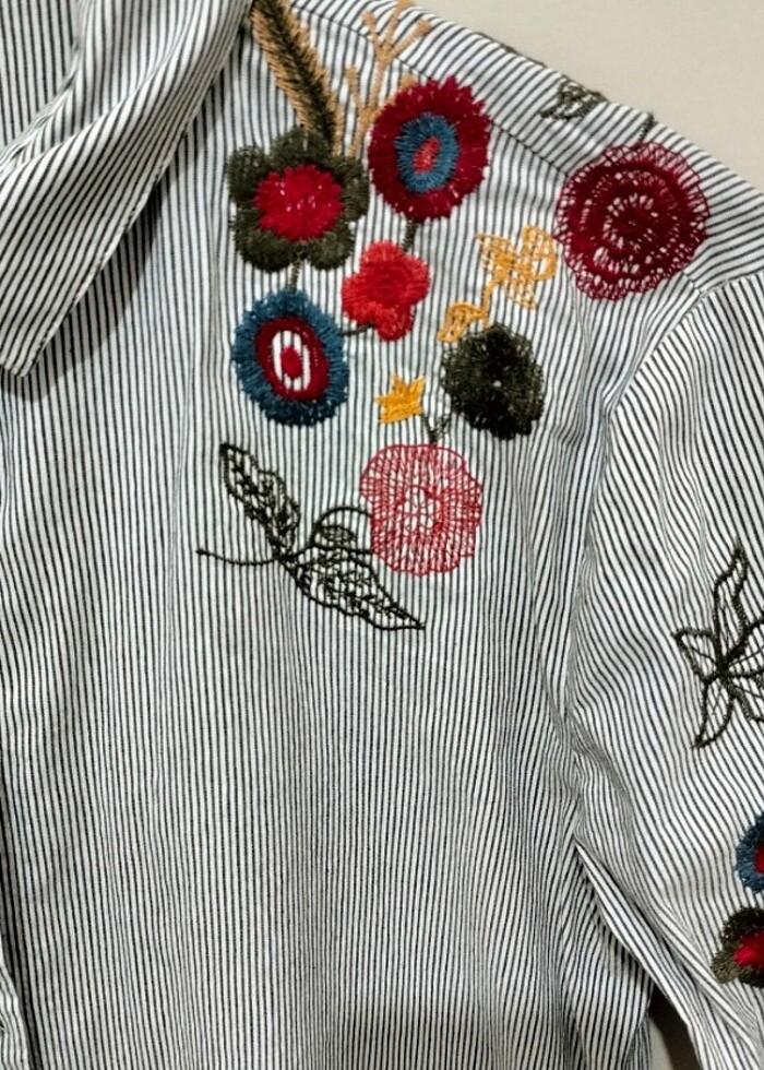 Uzun kollu nakışlı gömlek - Görsel 2