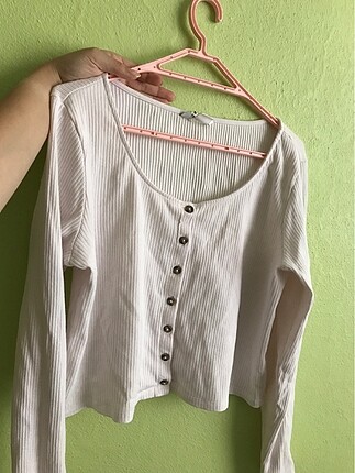 Beyaz fitilli crop bluz