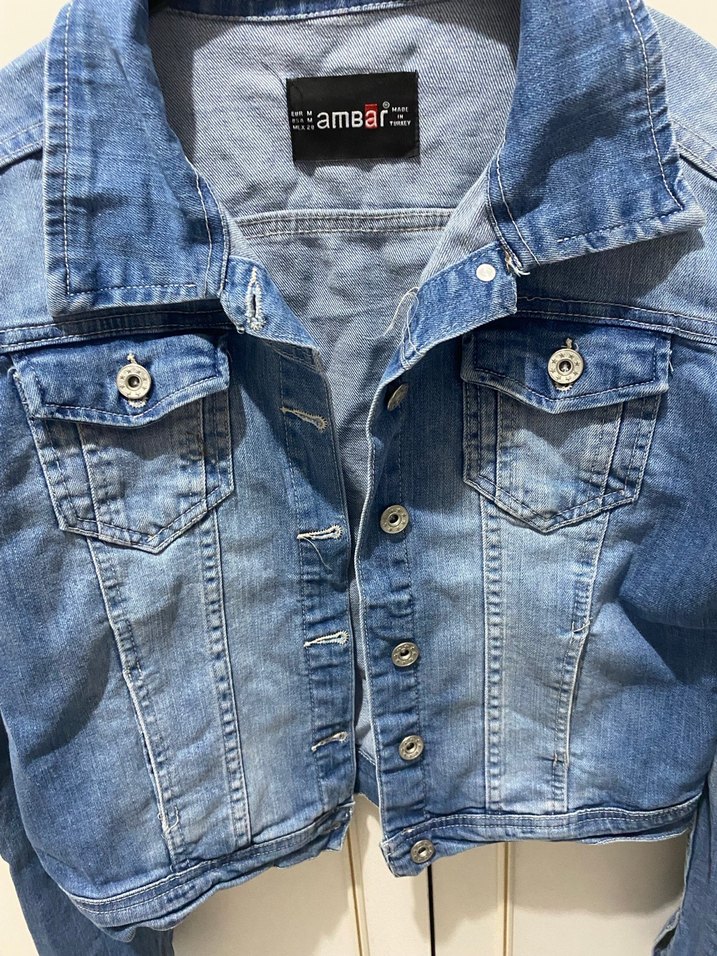 Mavi Düğmeli Kadın Kot Ceket - Görsel 2