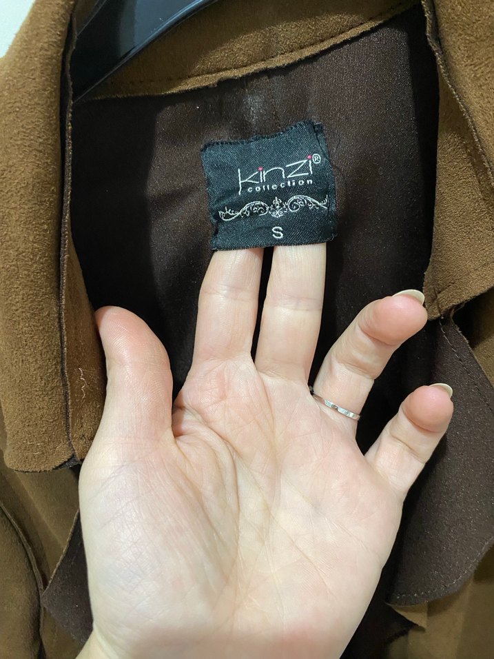 Kahverengi Süet Midi Trençkot - Görsel 3