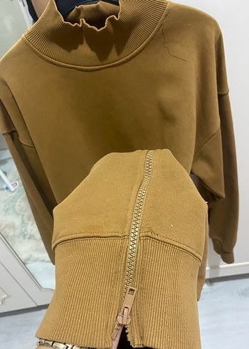 Kadın Bej Oversize Sweatshirt - Görsel 2