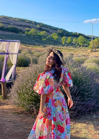 Çiçek Desenli Uzun elbise - Görsel 8