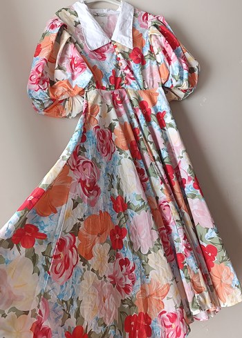 Çiçek Desenli Uzun elbise - Görsel 6