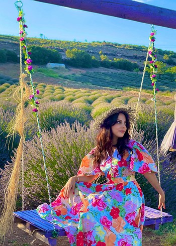 Çiçek Desenli Uzun elbise - Görsel 7